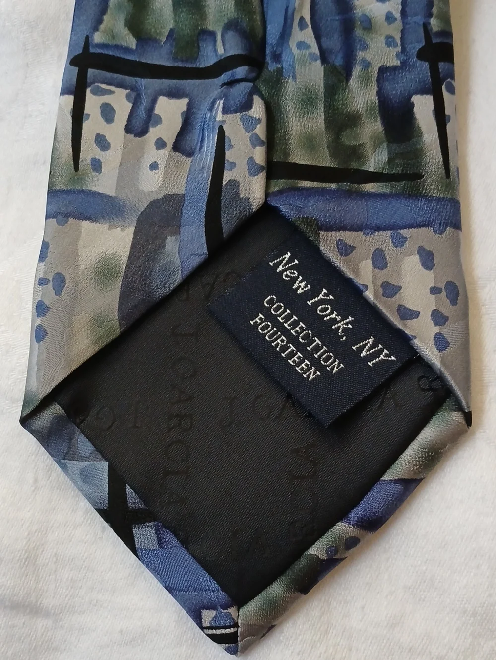 J. Garcia Collection Fourteen 100% Silk Blue Green Necktie 1996